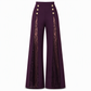 ✨ Elegant & Romantic 💕 Women's High Waisted Lace Spliced Wide Leg Trousers with Decorative Gold Buttons – Flowy & Dressy 👖