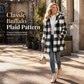 ✨ Retro & Warm 🍂 Women's Long Sleeve Plaid Faux Shearling Hooded Coat – Loose Casual Winter Outerwear 🧥 Short Facebook Headline
