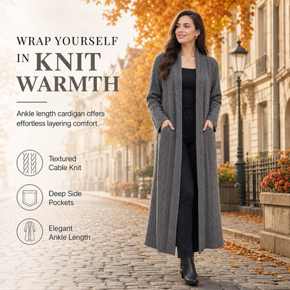 ✨ Soft & Versatile 💕 Casual Solid Color Long Knit Cardigan Sweater – Open Front, Cozy & Easy to Layer 🧶 Short Facebook Headline
