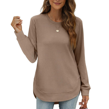 ✨ Trendy & Flattering 💕 Women’s Solid High Low Hem Long-Sleeve Tops – Soft Fabric, Unique Uneven Hem Design 👕 Short Facebook Headline