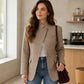New Collection 🧥 Women's Chic Brown Small Plaid Jacket ✨ classic plaid design, warm & easy to match