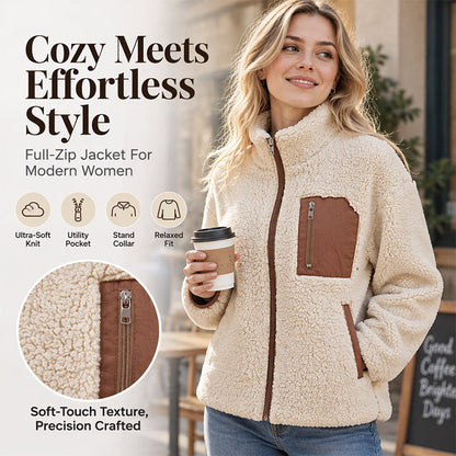 🔥 New Arrival – 50% OFF Now! 🧥 Women's Winter Sherpa Plush Full-Zip Jacket ✨ warm sherpa lining, zip-up design, cosy for cold days