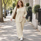 💥 Limited Time Offer 🧶 Women's Ribbed Knit Side-Slit Top & Pants Set ✨ stretch ribbed fabric, elegant side slit, comfy matching set