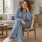 💥 Limited Time Offer 🧶 Women's Ribbed Knit Side-Slit Top & Pants Set ✨ stretch ribbed fabric, elegant side slit, comfy matching set