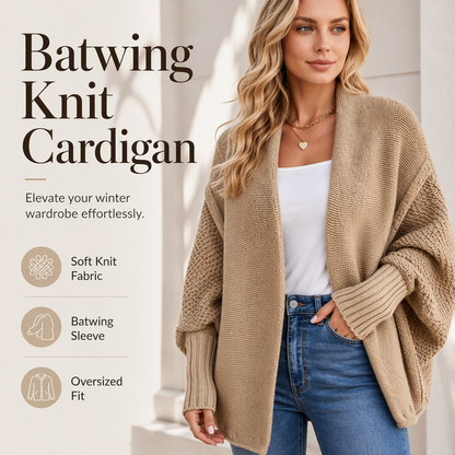 💎 Exclusive Deal 🧶 Women's Batwing Sleeve Chunky Knit Cardigan ✨ loose batwing sleeves, thick chunky knit, soft layering piece