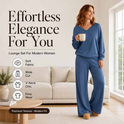 ✨ New Arrival 🤍 Women's V Neck Sweatshirt & Pants Set ✨ v-neck design, soft fabric, 2-piece loungewear outfit set