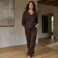 ✨ New Arrival 🤍 Women's V Neck Sweatshirt & Pants Set ✨ v-neck design, soft fabric, 2-piece loungewear outfit set