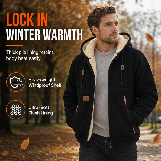 Men's Casual Thick Hooded Zip-Up Sweatshirt